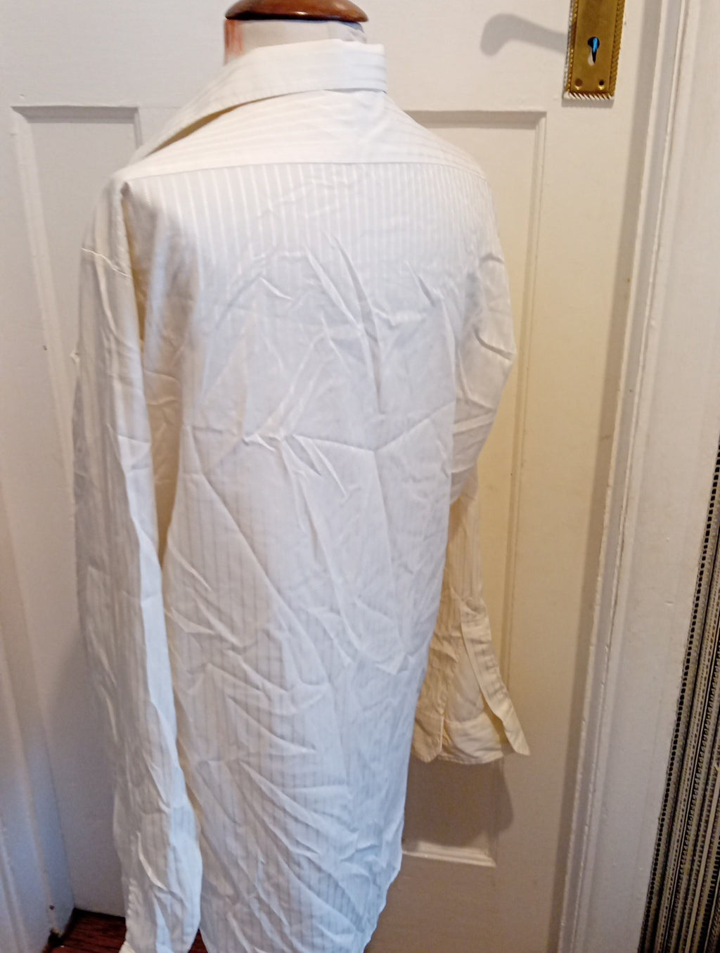 Mens St Michael Size 16.5" Ivory Patterned Formal Dress Shirt