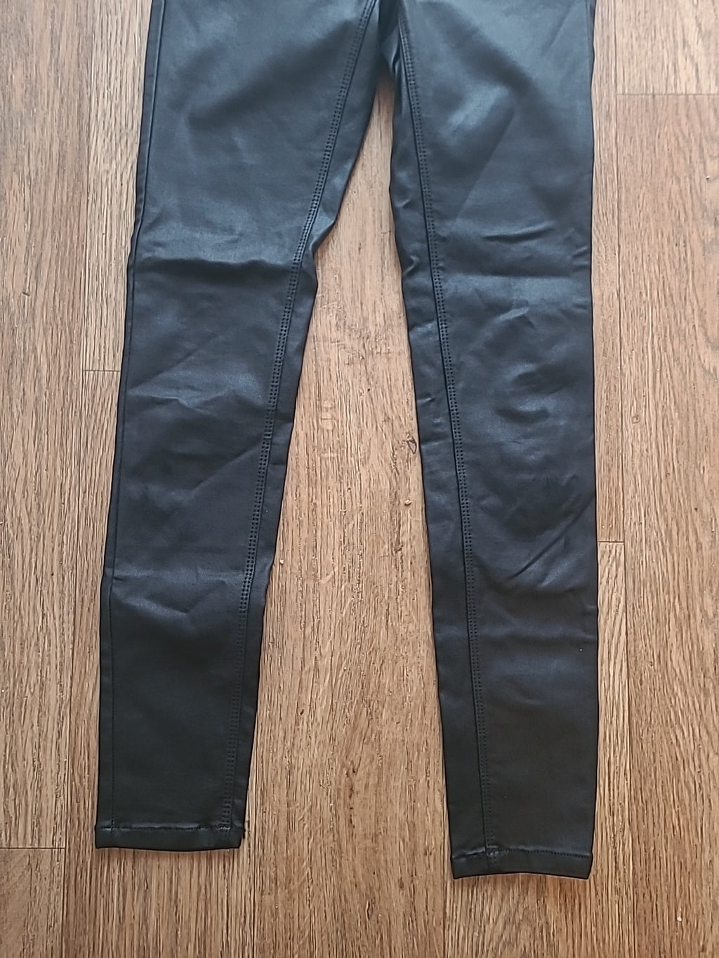 Ladies Next Size 6R Black Pleather Pull Up Leggings Mid Rise
