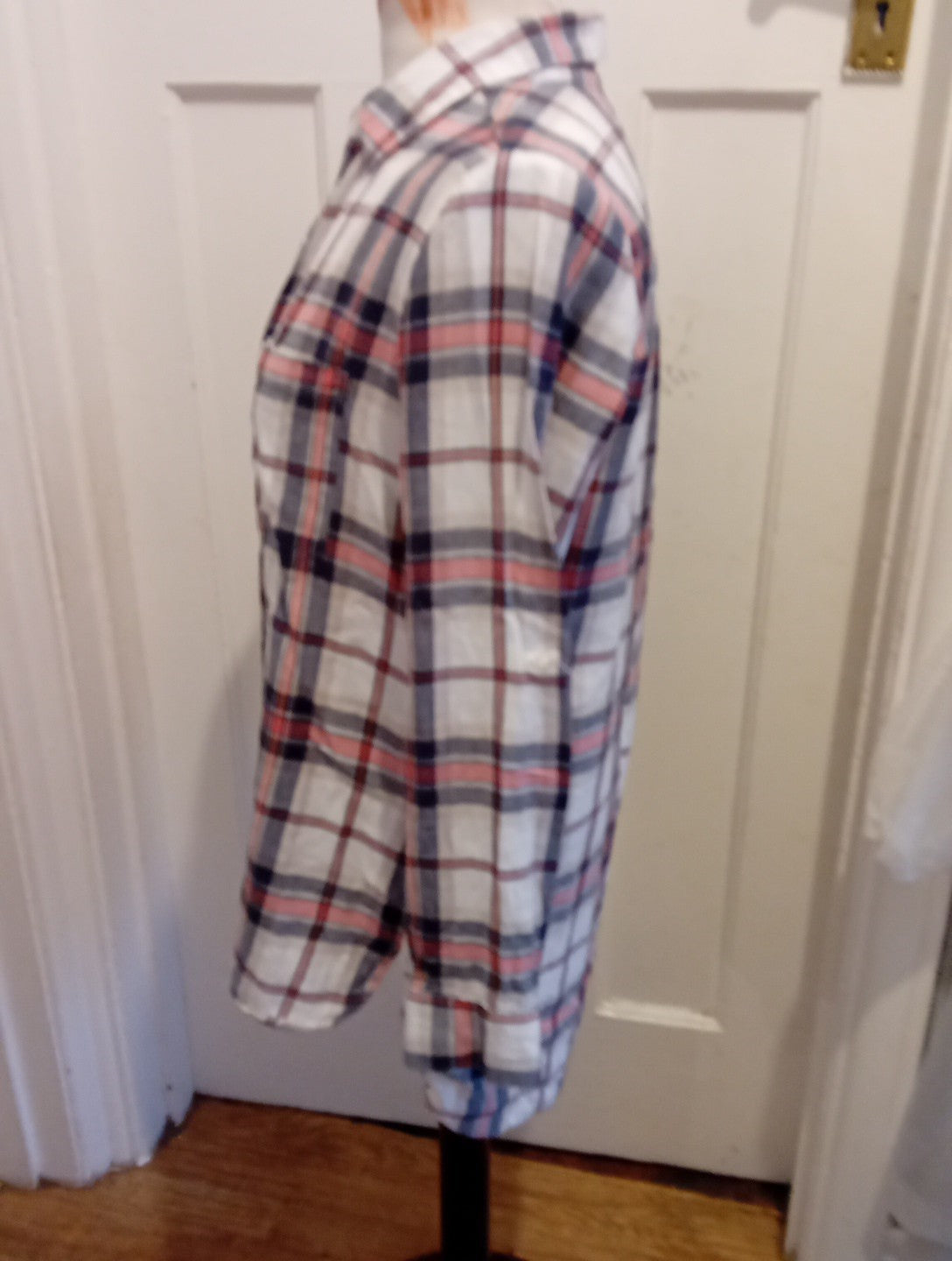 Ladies Select Size 8 Pink/Grey Check Long Sleeved Buttoned Blouse