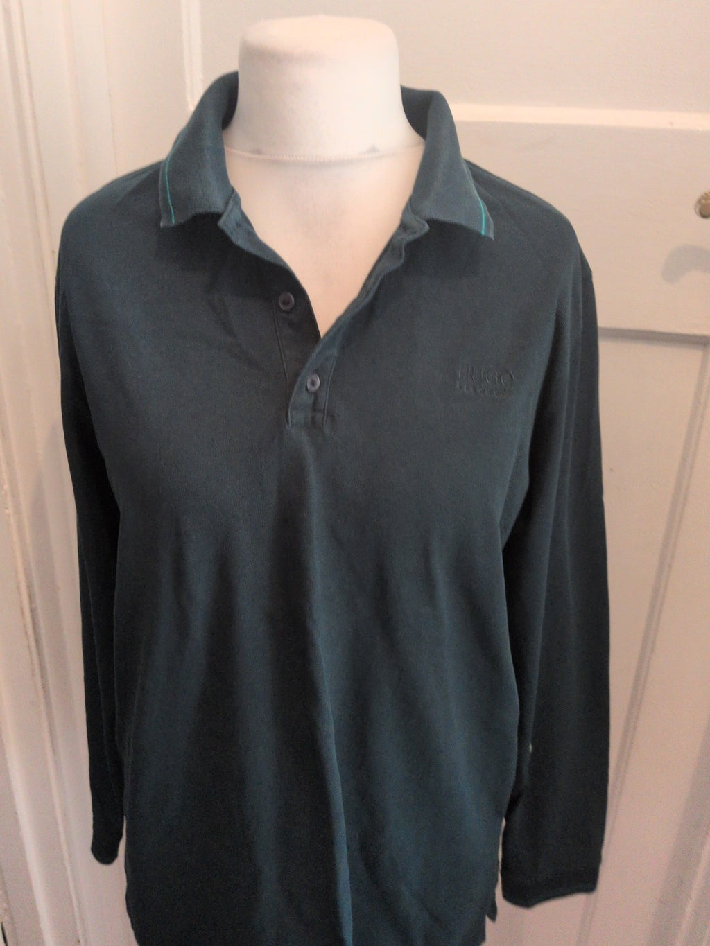 Hugo Boss XL Dark Teal Long Sleeve Polo Shirt