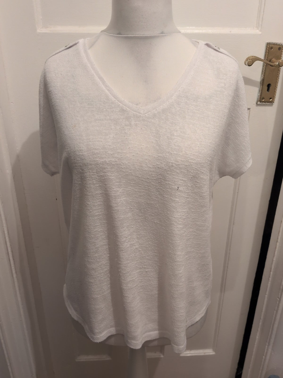 Suzanne Grae Large White Short Sleeve Blouse