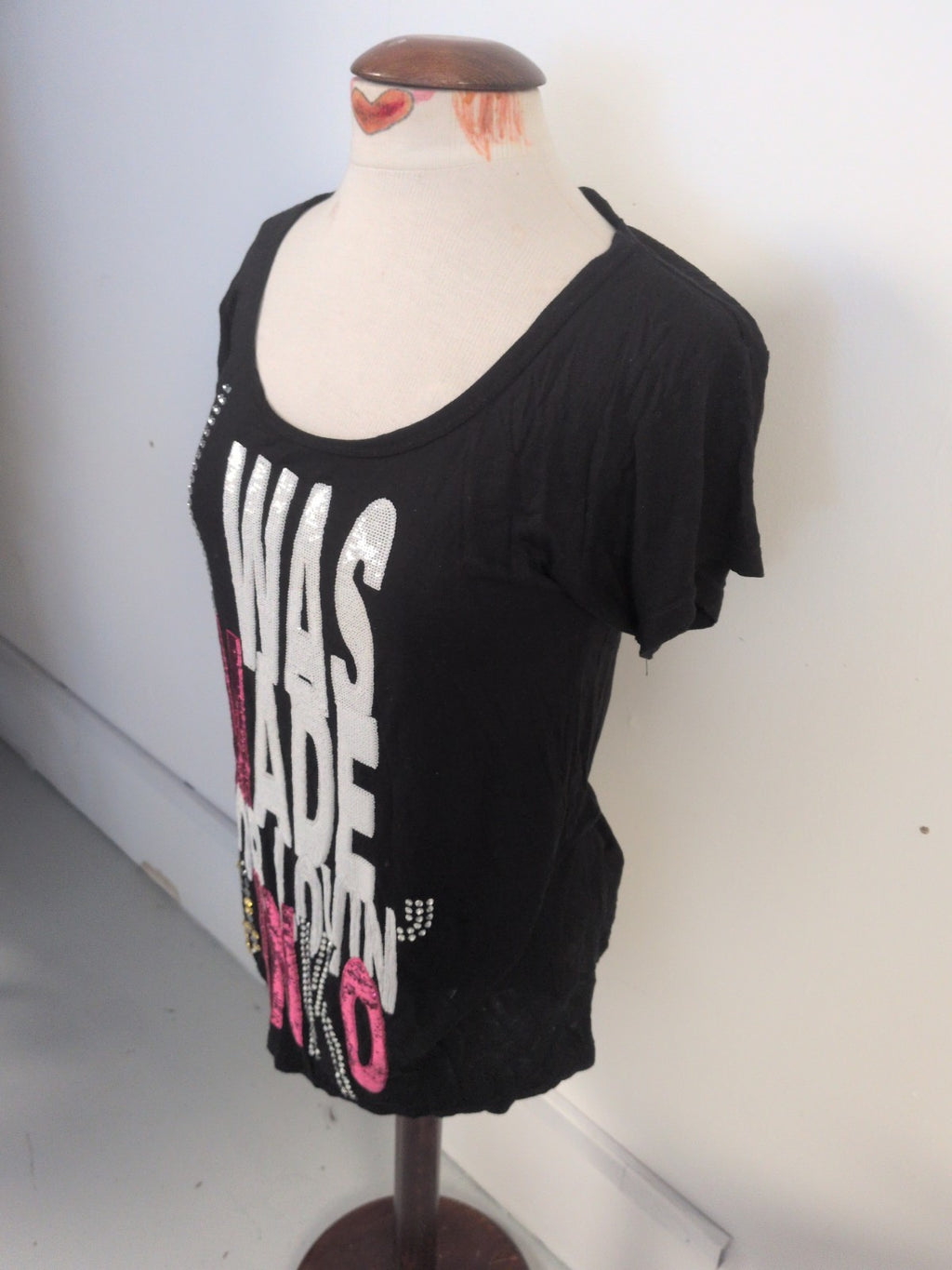 Pinko Small Black With Multicoloured Sequins Short Sleeve T-shirt