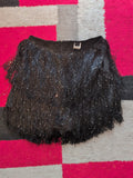 Ladies Shein Size L Black Elasticated Shirt Length Tassled Skirt