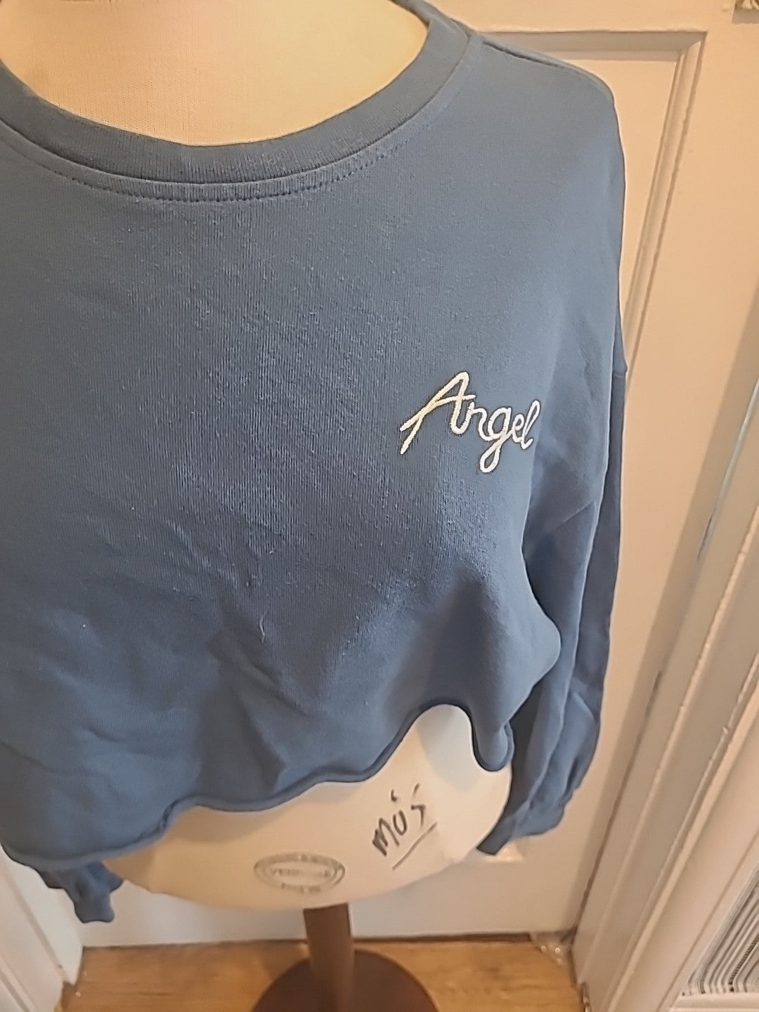 Ladies Shein Size Medium Blue Cropped Long Sleeved Top