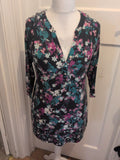 Marks And Spencer 14 Black Floral Long Sleeve Blouse