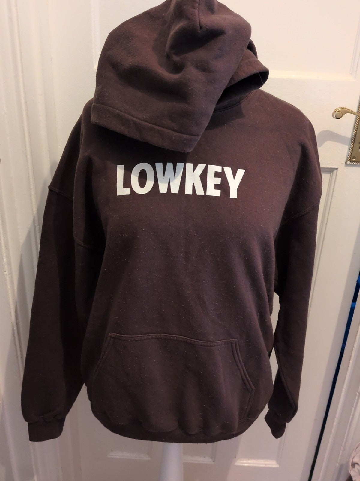 Gildan Large Brown Lowkey Print Hoodie Pullover