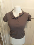 Boohoo 14 Grey Short Sleeve Collared Crop Top