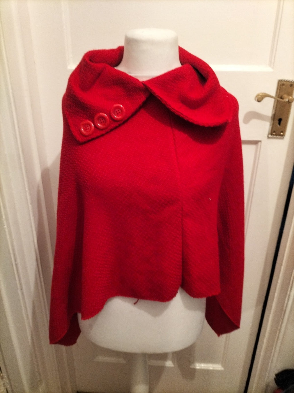 Large Red Collared Poncho