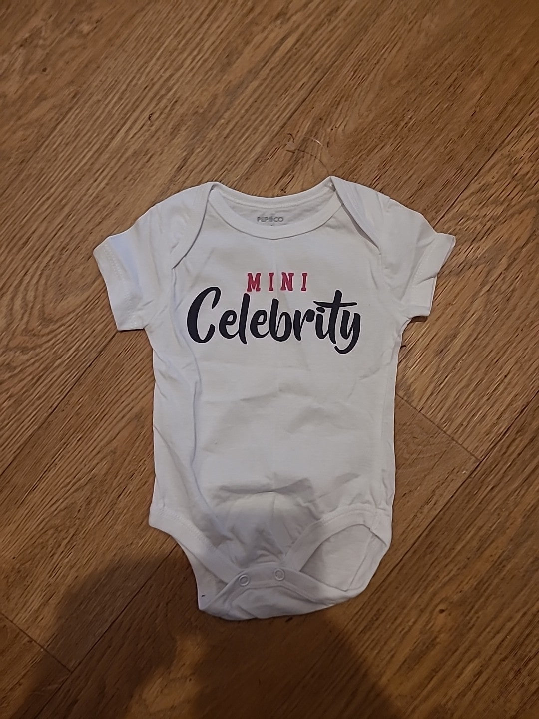 Pep&Co 0-3 Months White"Mini Celebrity" Babygrow