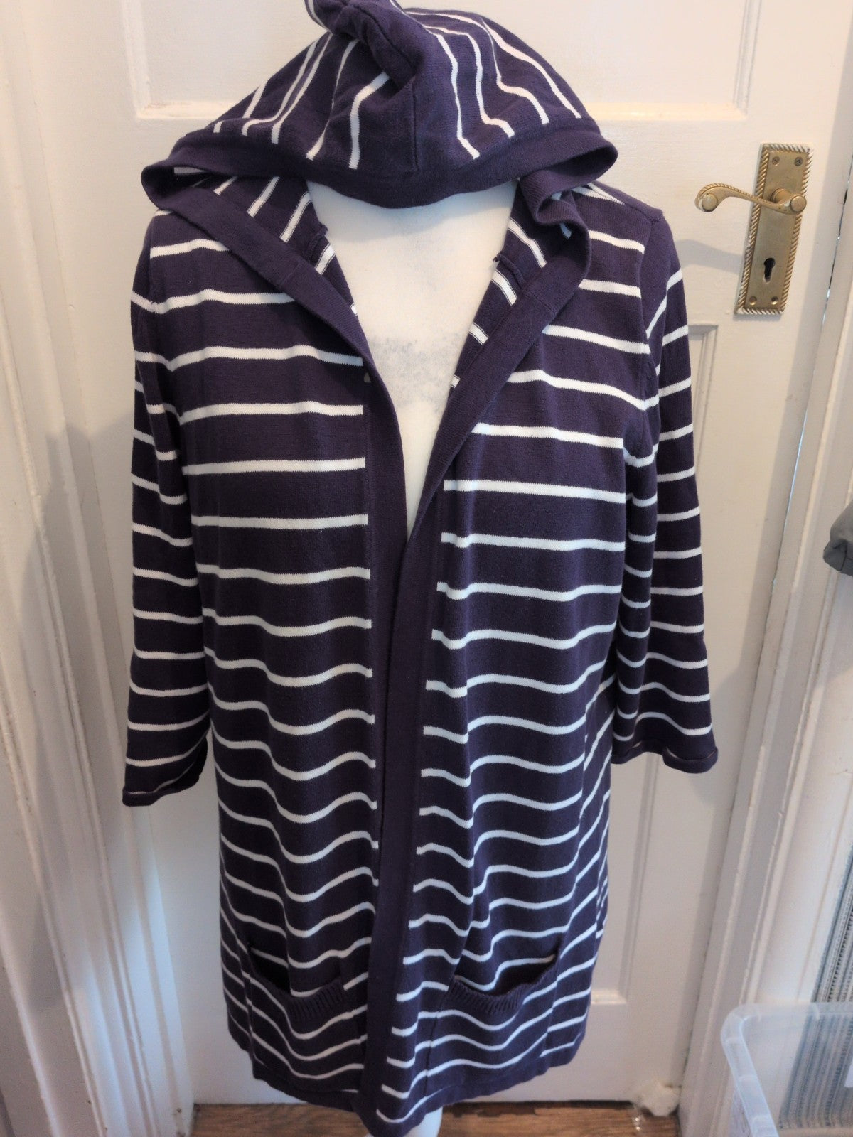 Maine New England 18 Stripe Navy Hoodie Open