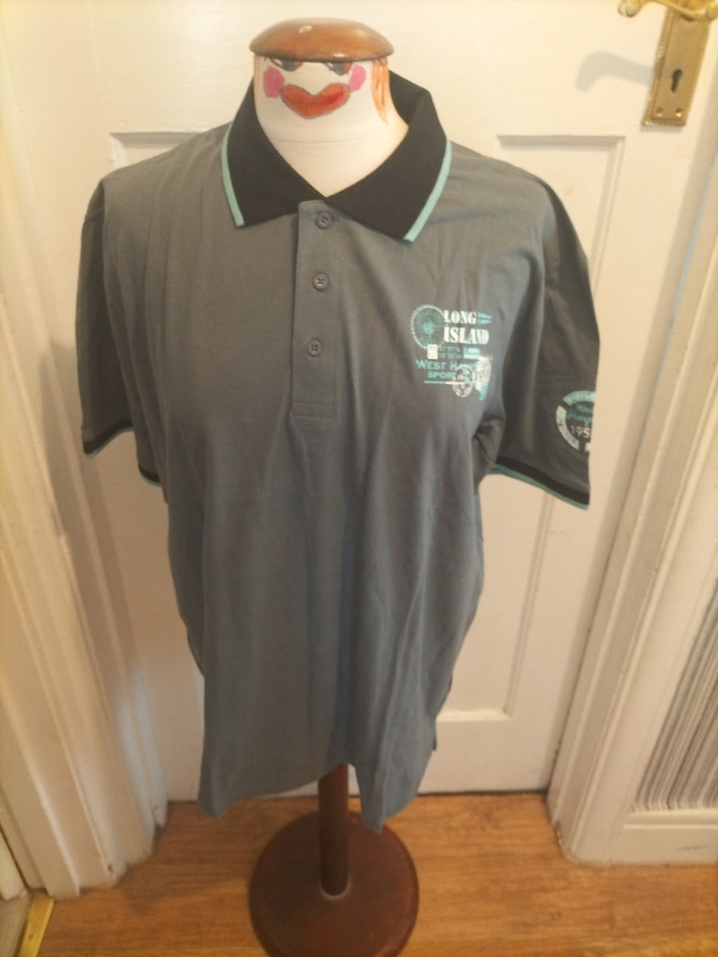 Mens Atlas Size XL Grey "Long Island" Short Sleeved Polo