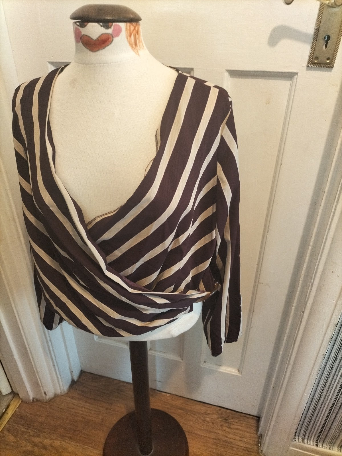 Ladies Primark Top Size 12 Purple/cream