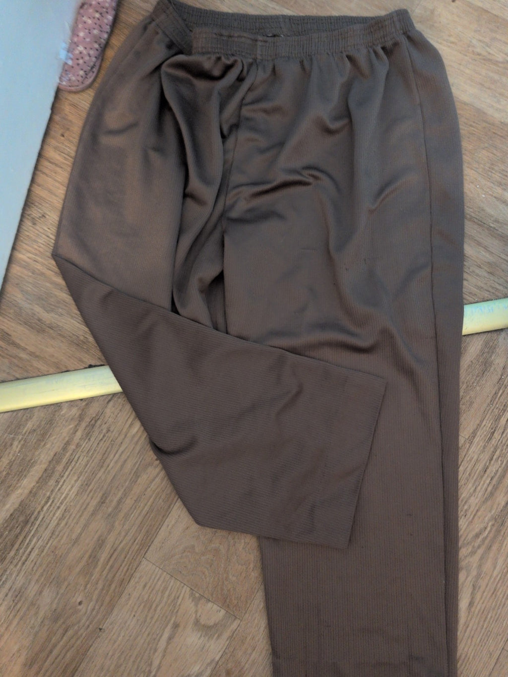 Size 24 Brown Ribbed Elasticted Waist Trousers
