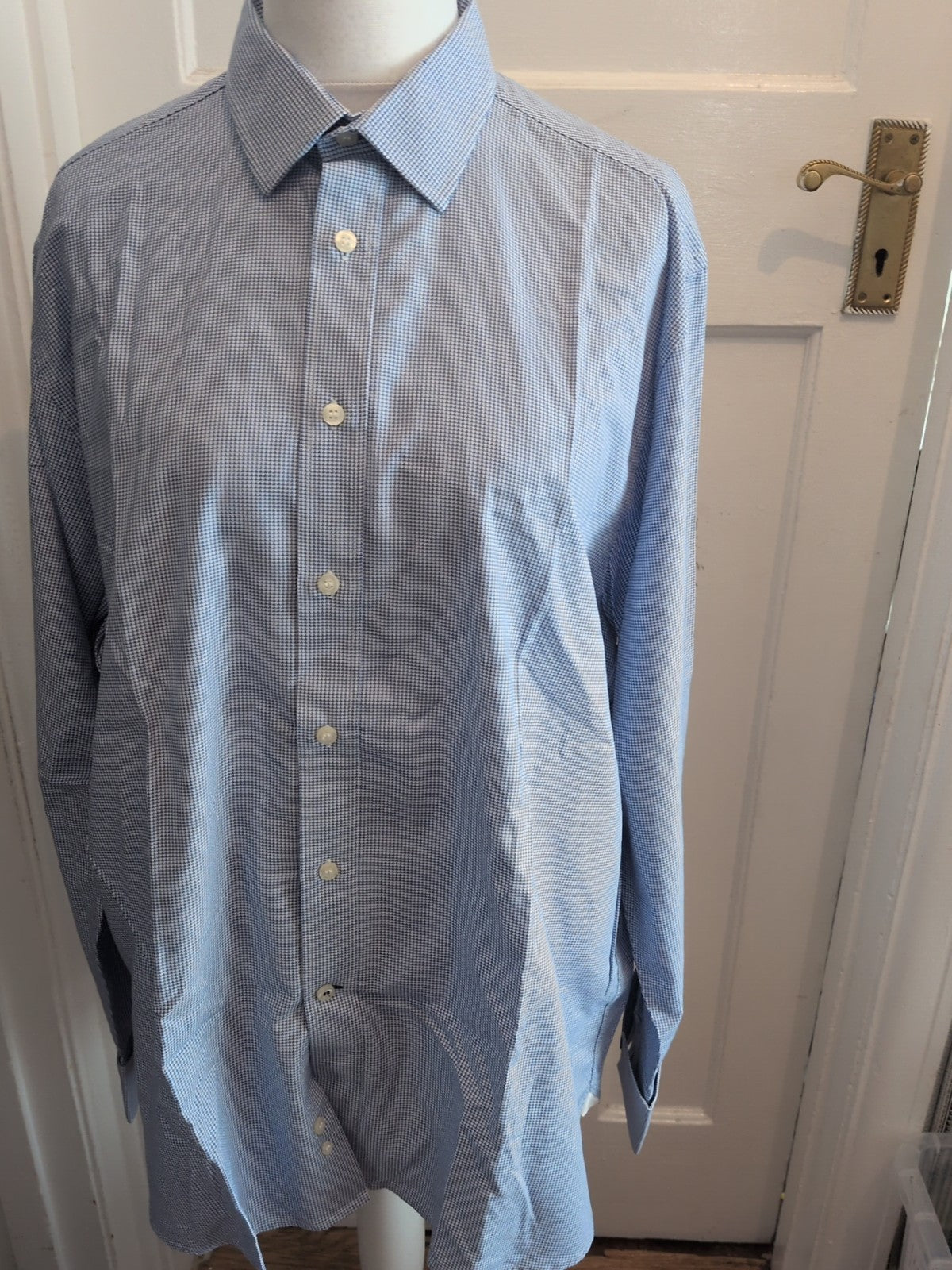 Skopes 17.5 Blue Patterned Long Sleeve Shirt Luxury Collection