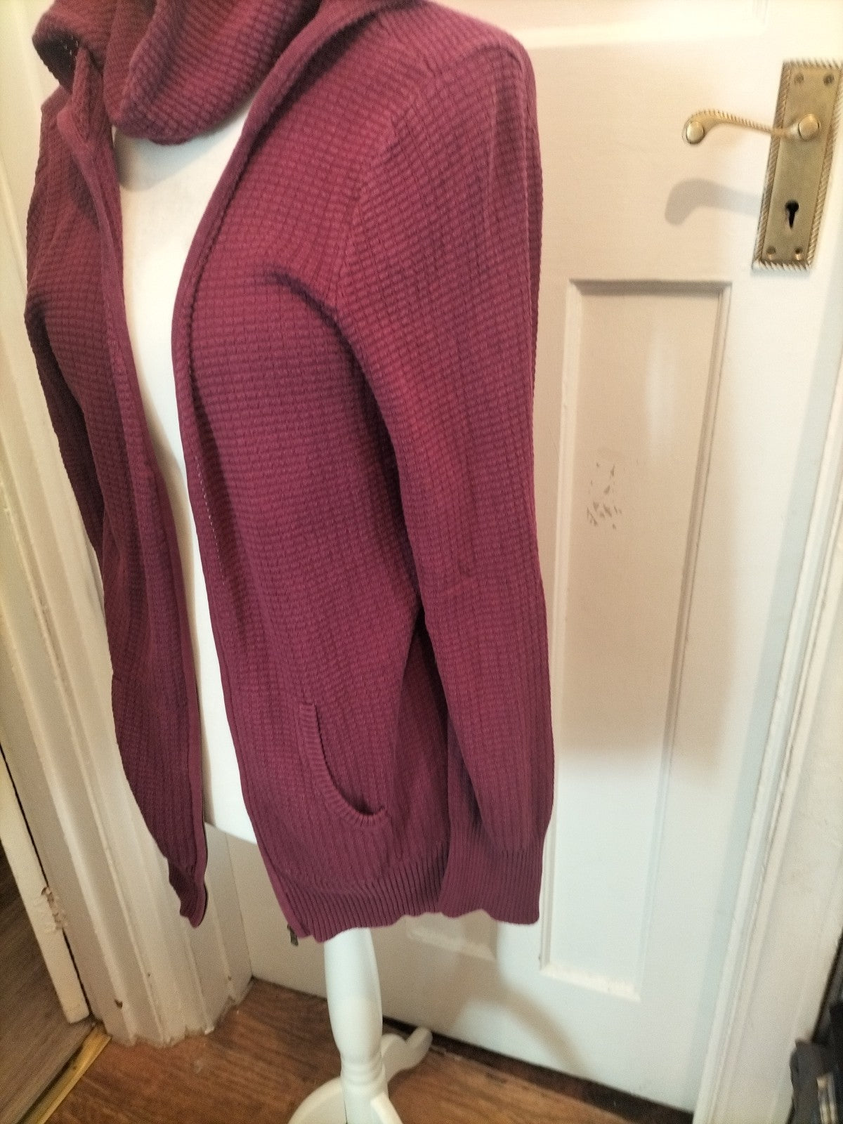 Mens Caribbean Joe Size XL Purple Hooded Cardigan
