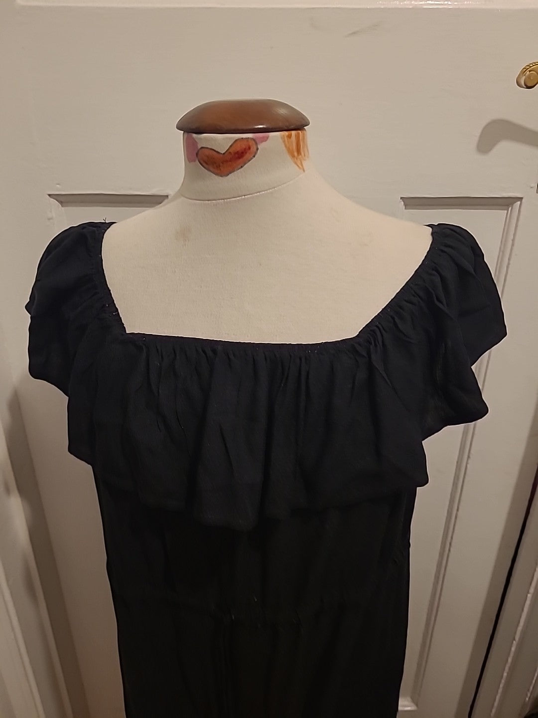 Ladies George Size 14 Black With Multi Floral Hem Sleeveless Dress