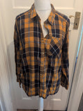 Primark 20 Orange Navy Check Long Sleeve Shirt