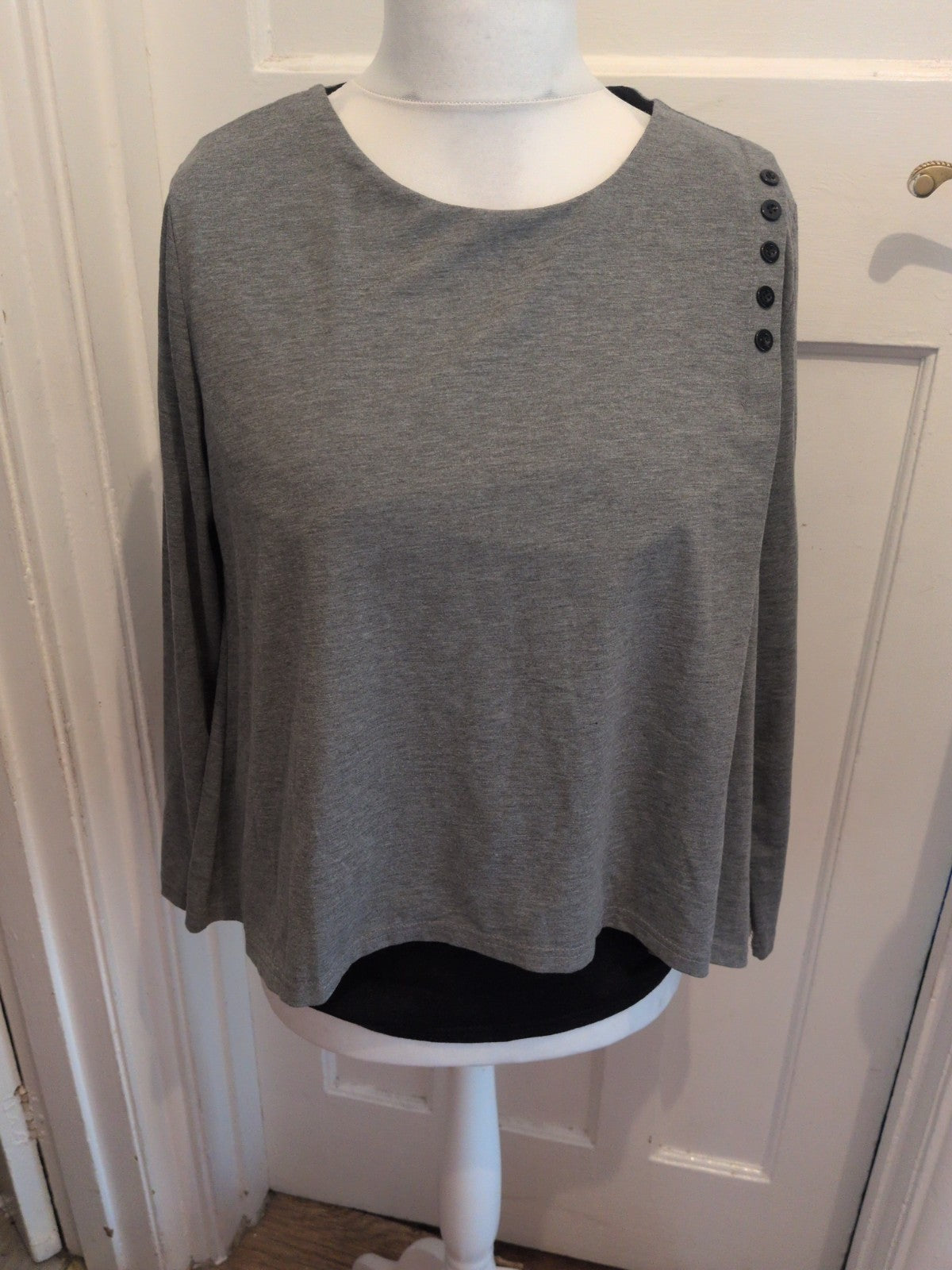 4XL Grey And Black Lined Long Sleeve Blouse