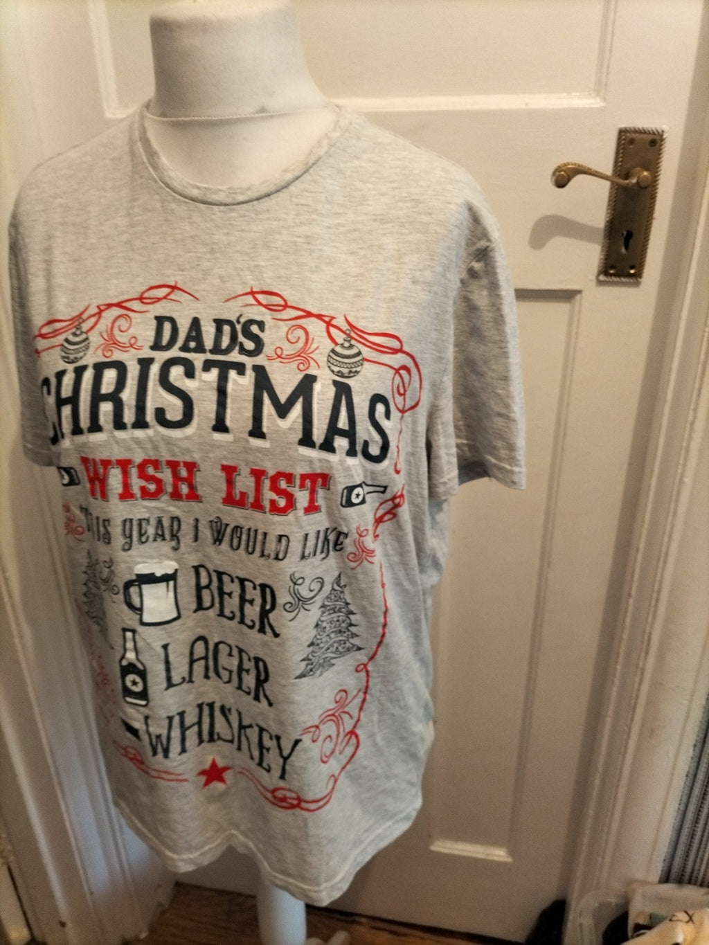 George Large Grey Print Christmas T-shirt