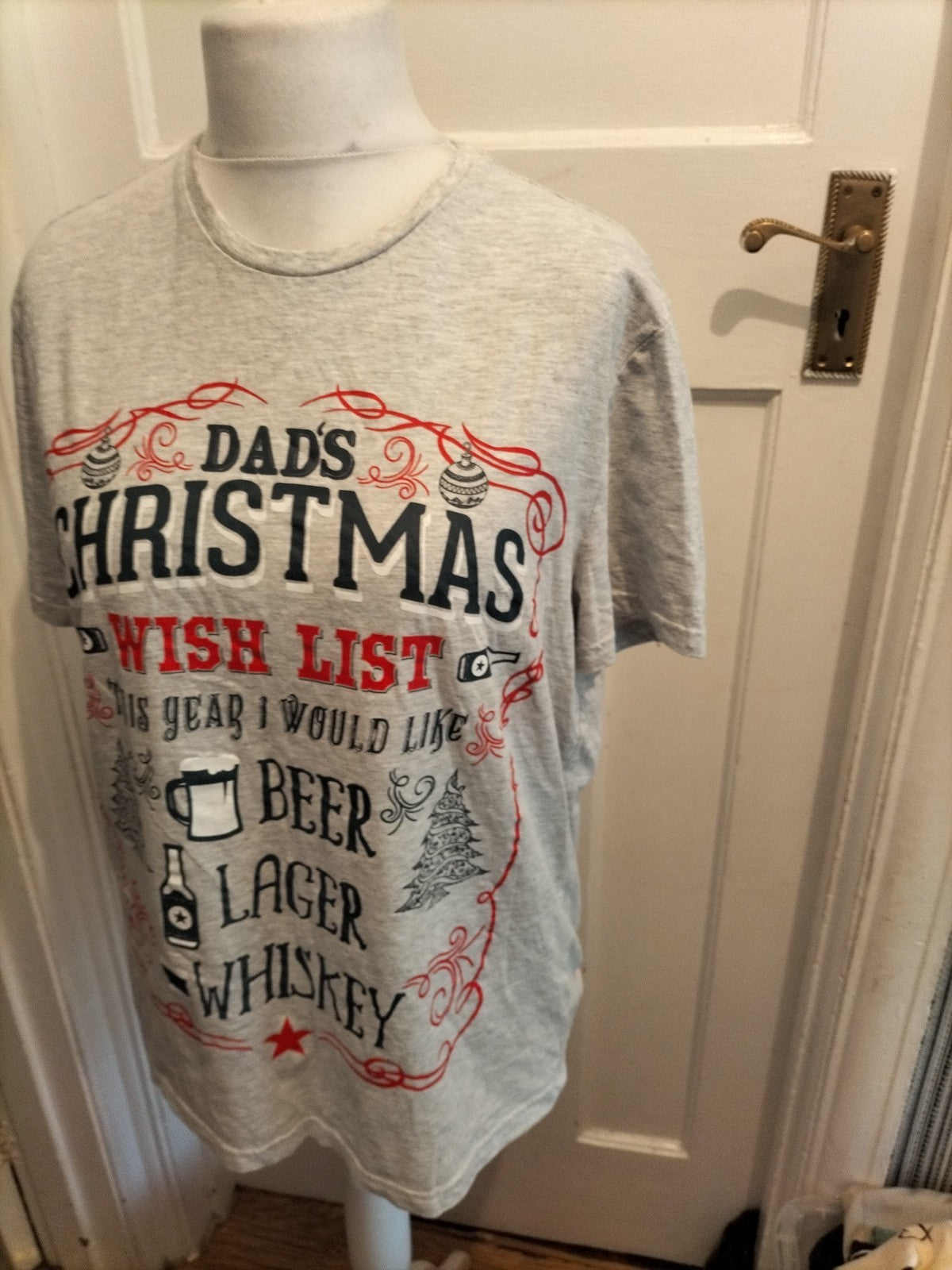 George Large Grey Print Christmas T-shirt