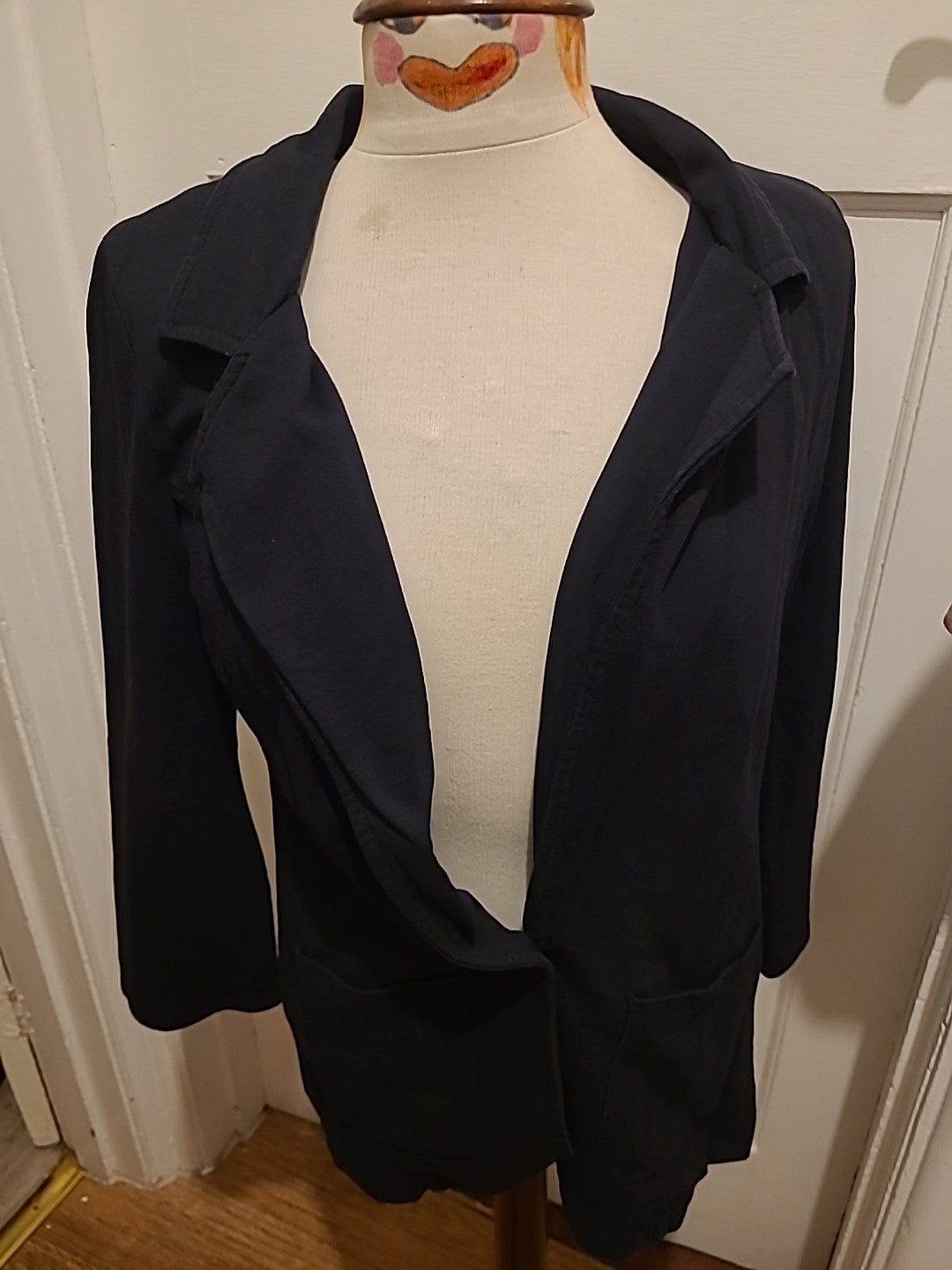 Ladies Denim&Co Size 8 Black Boyfriend Blazer