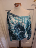 Ladies Shein Size Large Turquoise Teal Off The Shoulder Long Sleeved Lightweight