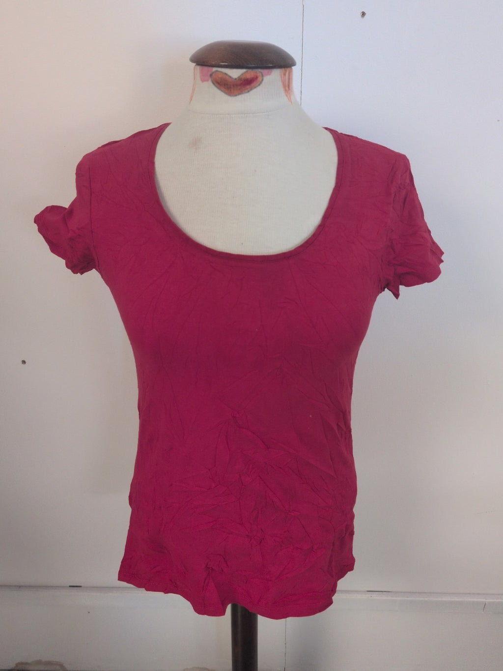 Ladies Primark Size 12 Red Short Sleeve Stretch T-shirt