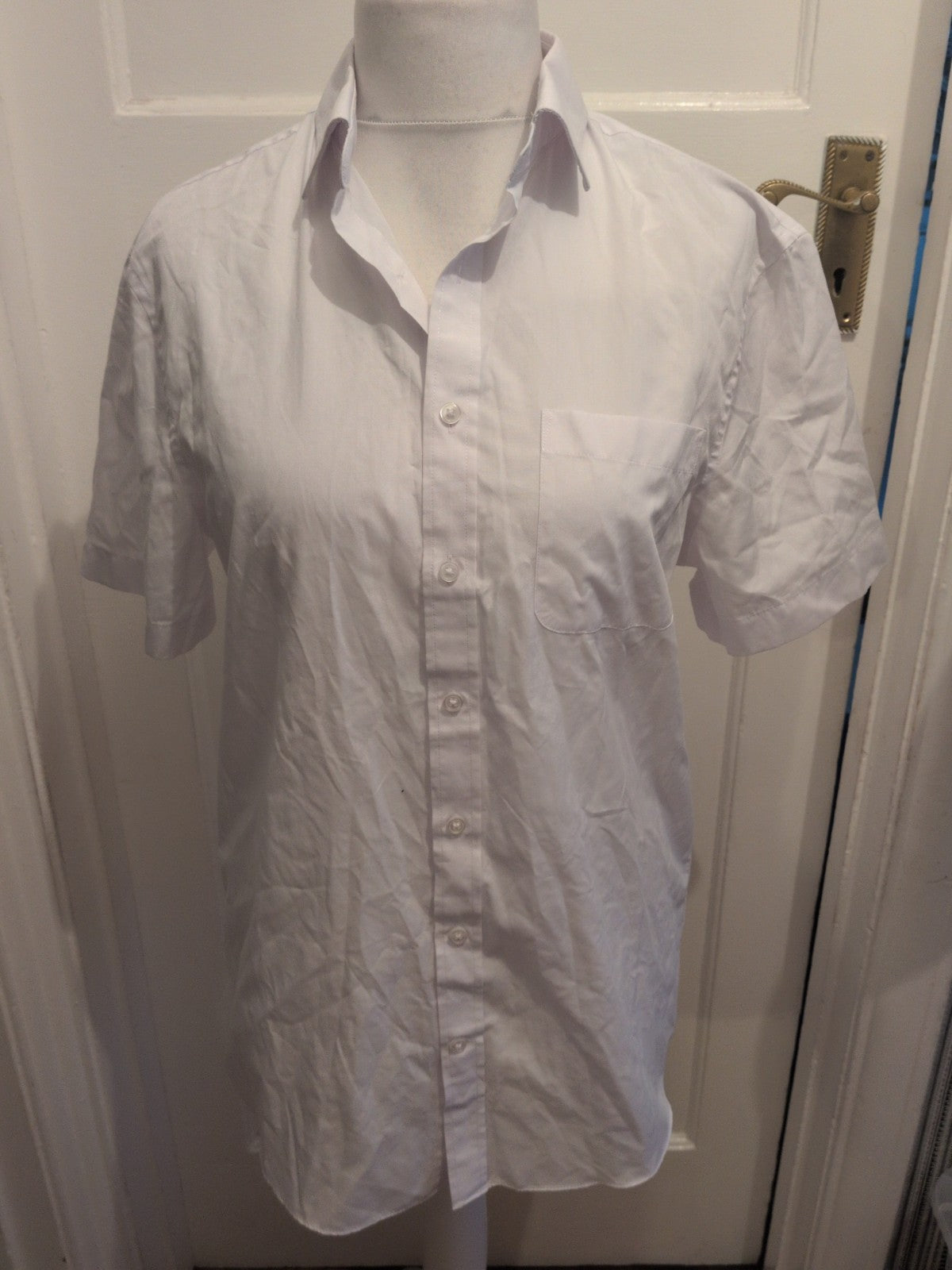 M&S 15.5 White Regular Fit Short Sleeve Shirt