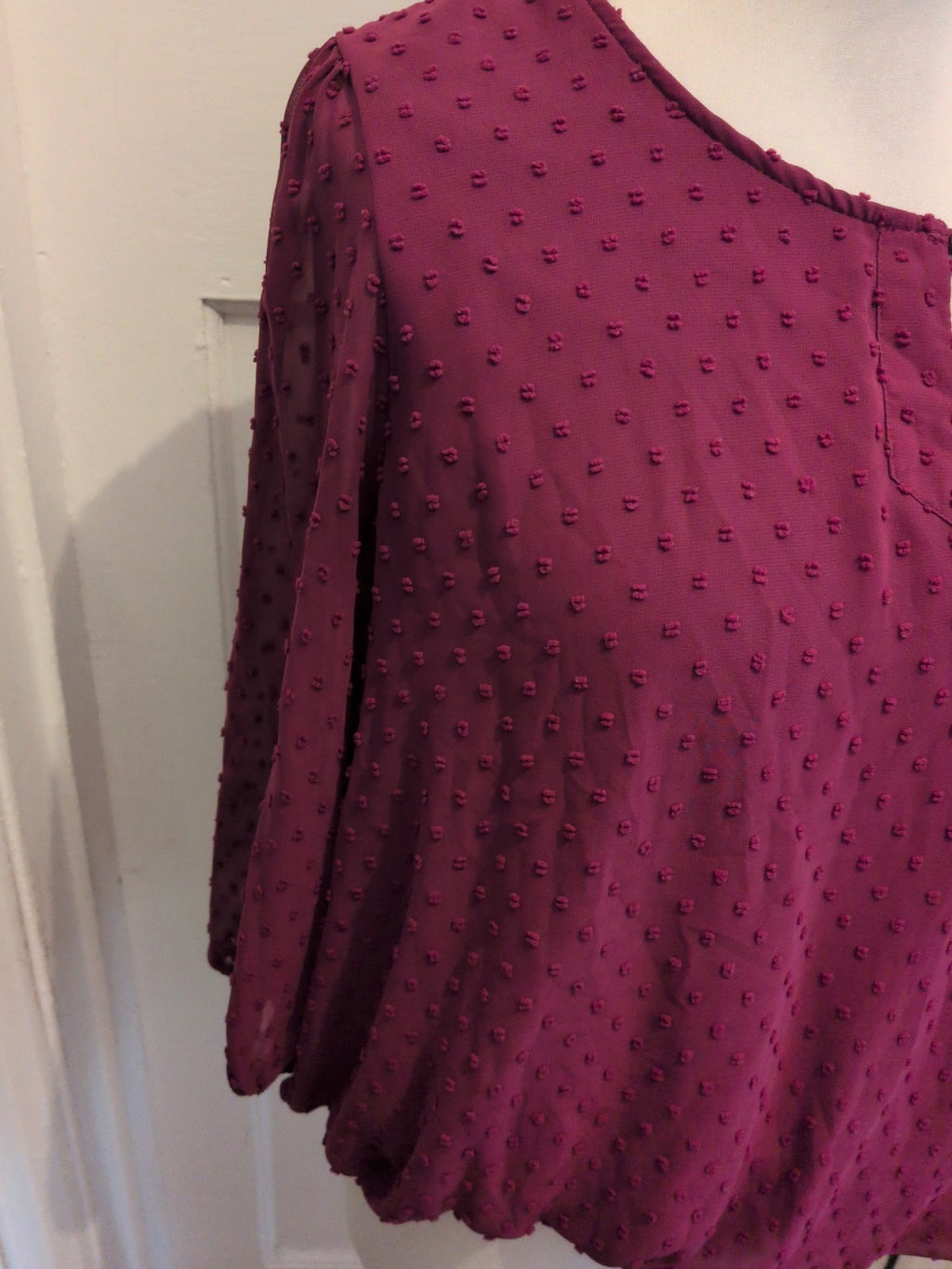 Soon 18 Purple Lined Long Sleeve Blouse Round Neck