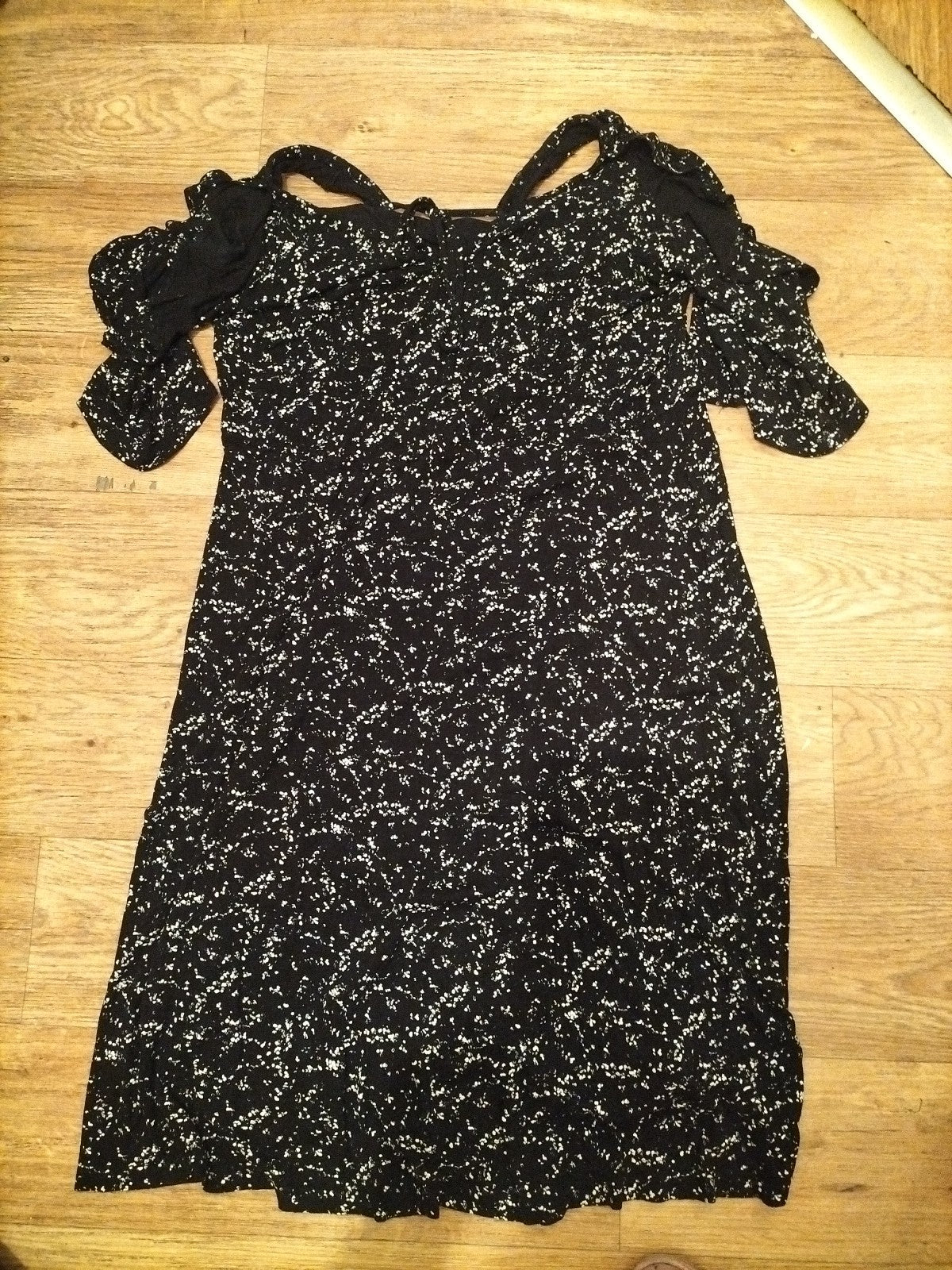 Ladies Next Size 18 Black And White Speckle Short Sleeved Dress