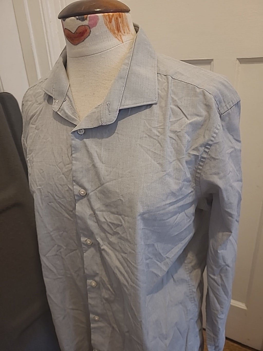 Mens Next Size 16.5" Grey Slim Fit Long Sleeved Shirt