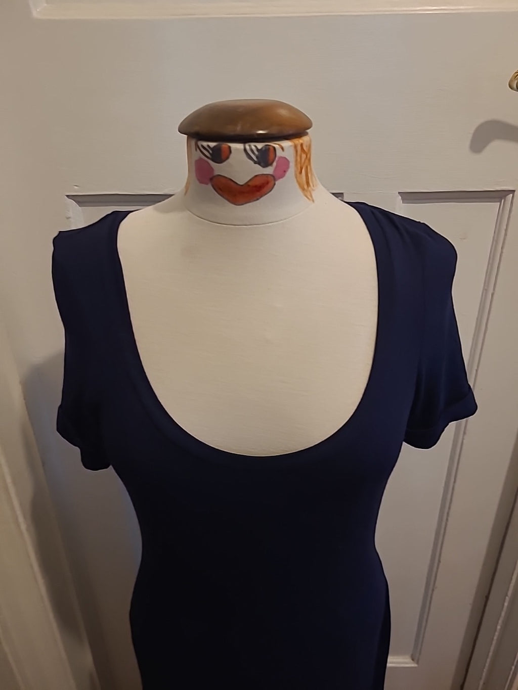 Ladies Aura Size 10 Navy Short Sleeved Long Length Dress