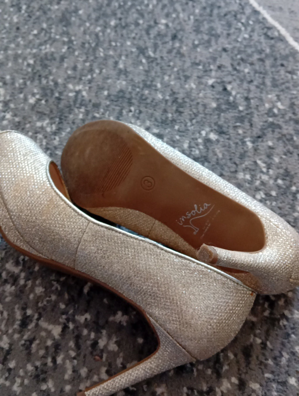 Ladies Gold Sparkling Open Toed Heeled Shoes M&S Size 3 Free Delivery