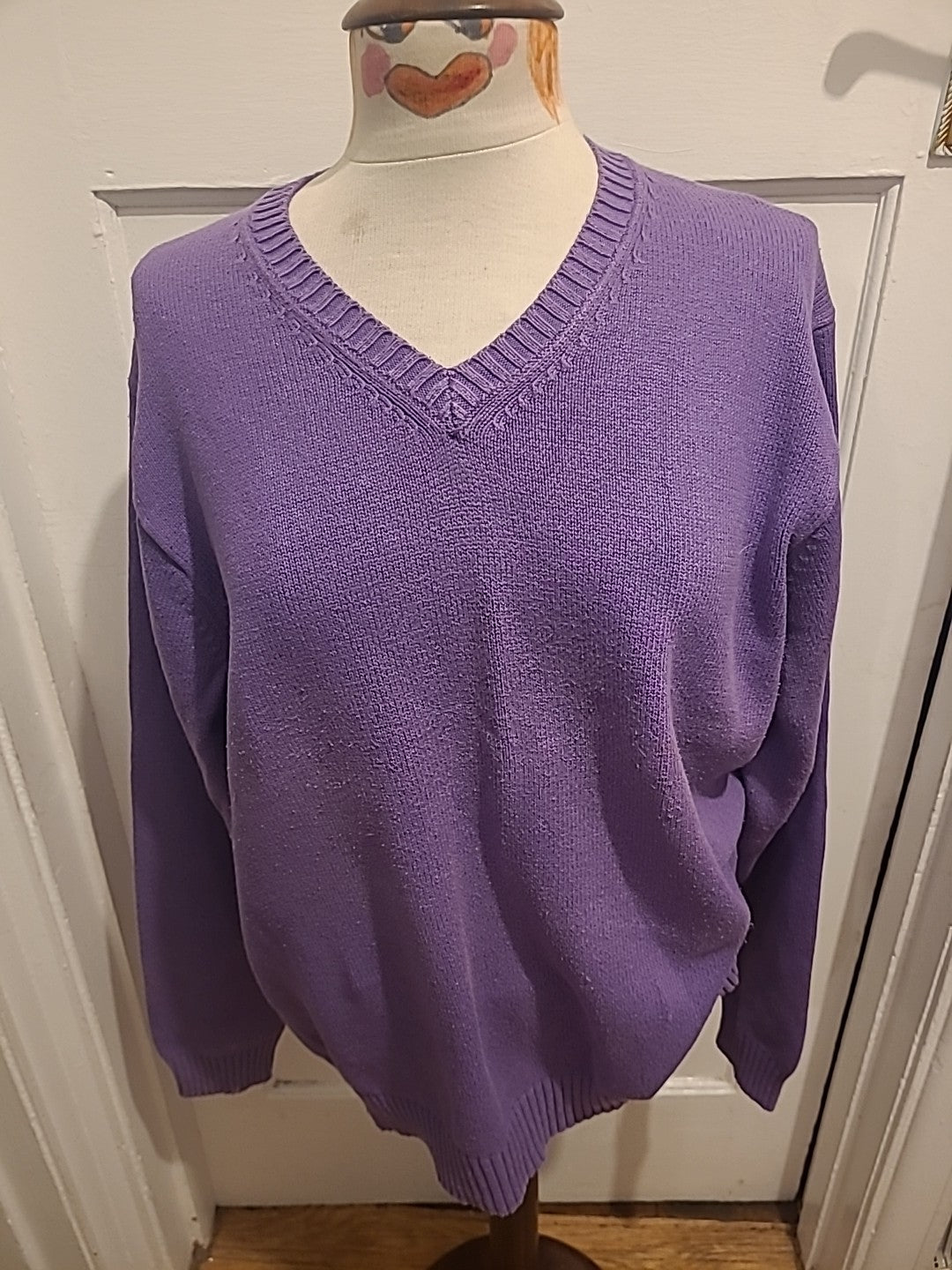 Mens Blue Harbour Size Large Purple V Neck Ribbed Pullover Jumper