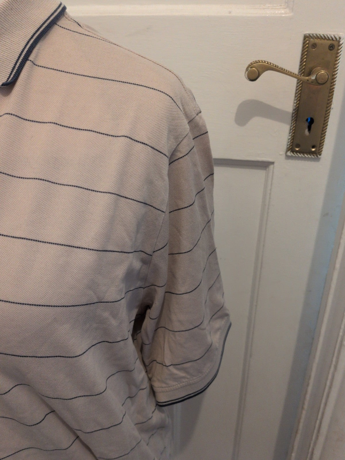 Glenmuir Medium Pale Brown Stripe Short Sleeve Polo