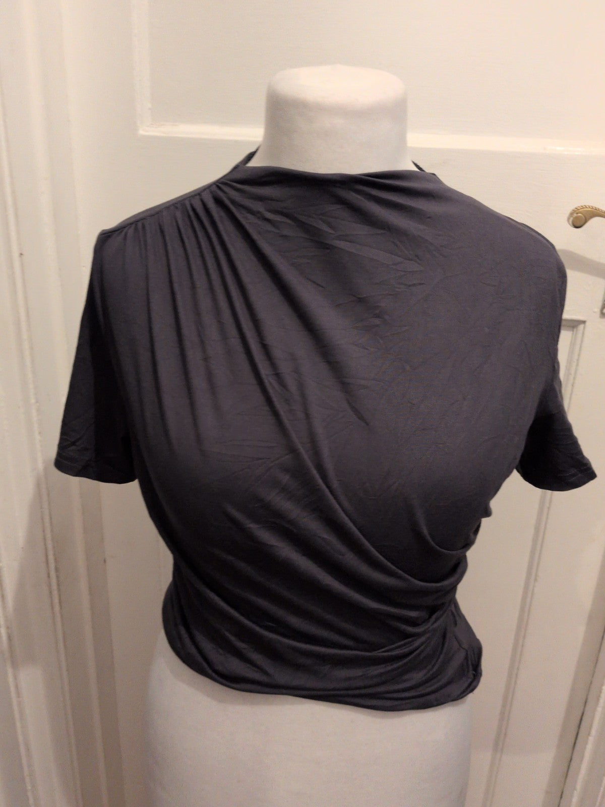 Shein Large Grey Short Sleeve Ruched T-shirt