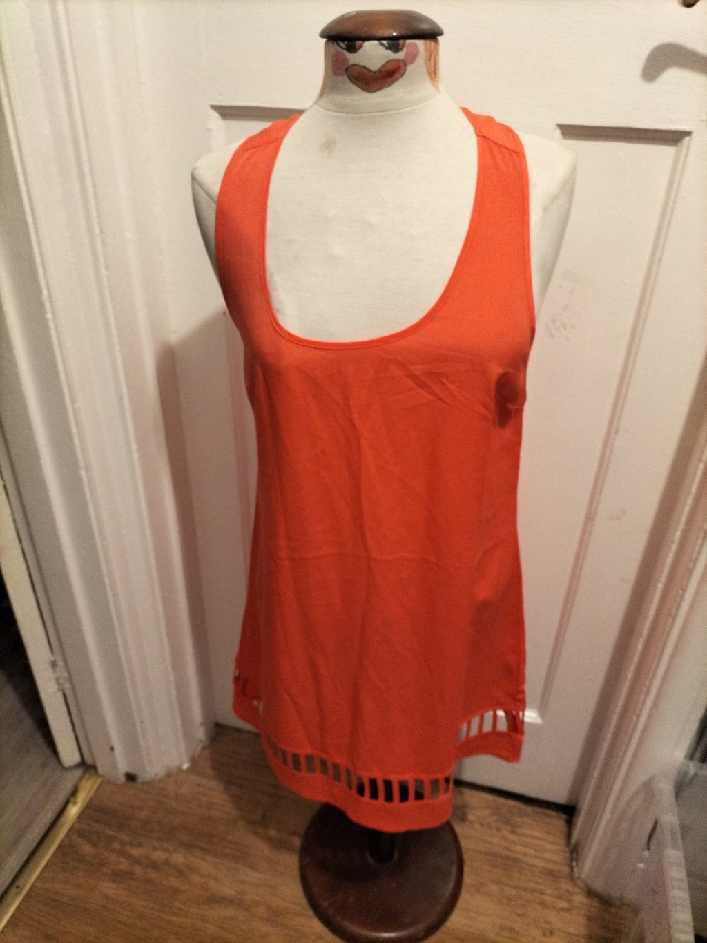 Ladies Asos Size 12 Bright Peach Sleeveless A Line Dress