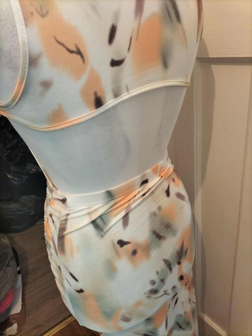 Ladies Shein Size M Yellow Dye Open Back Split Hem Dress
