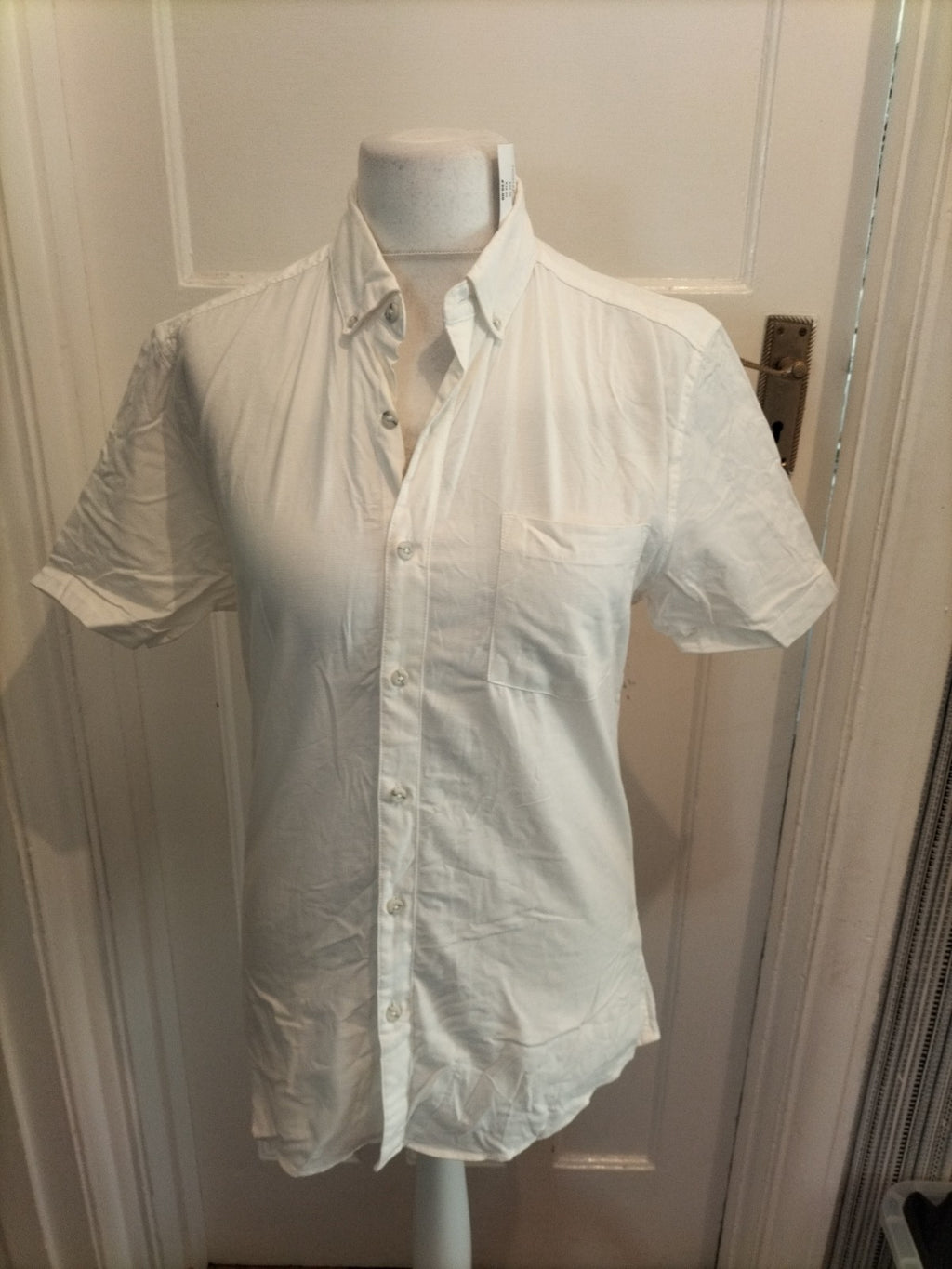 Brand New Mens Topman Size M White Stretch Short Sleeved Shirt