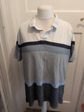 Marks And Spencer XL Pure Cotton Grey White Navy Short Sleeve Polo