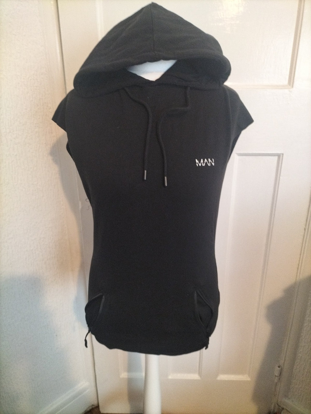 Mens Boohoo Size XS Black Short Sleeved Hoodie