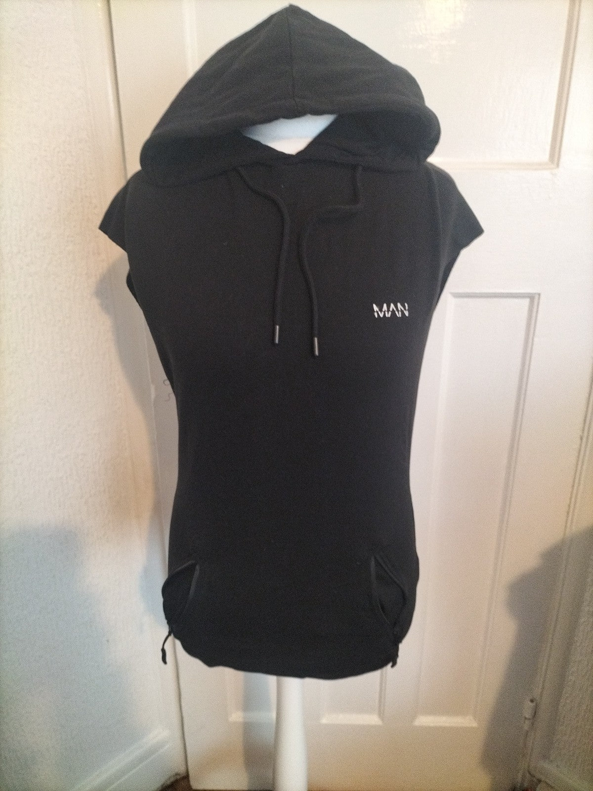 Mens Boohoo Size XS Black Short Sleeved Hoodie