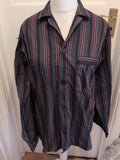 Marks And Spencer St Michael Medium Green/Purple/Navy Stripe Long Sleeve Shirt