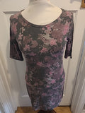 Ladies Damned Delux Size 12 Purple Floral Mid Sleeved Dress