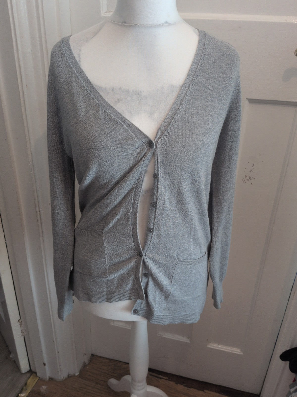Papaya Weekend 14 Grey V Neck Cardigan Buttoned