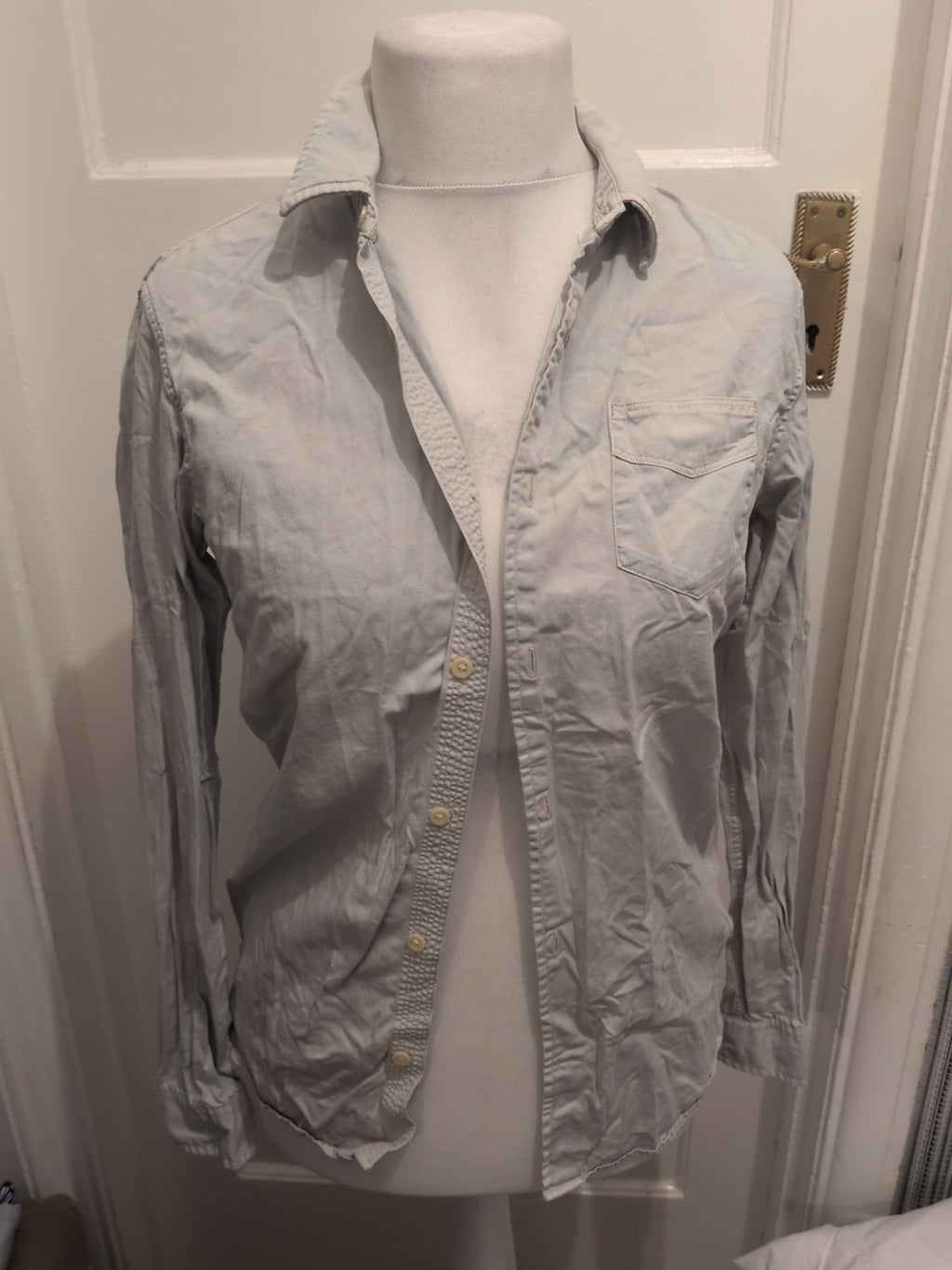 Mens All Saints Size XS Bluey Grey Long Sleeved Shirt