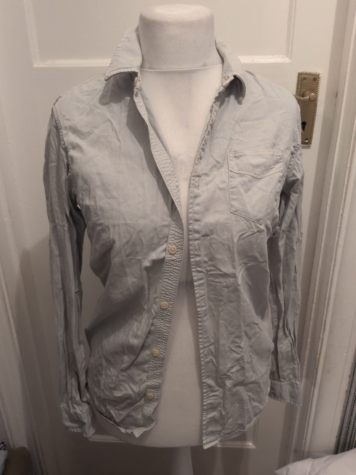 Mens All Saints Size XS Bluey Grey Long Sleeved Shirt