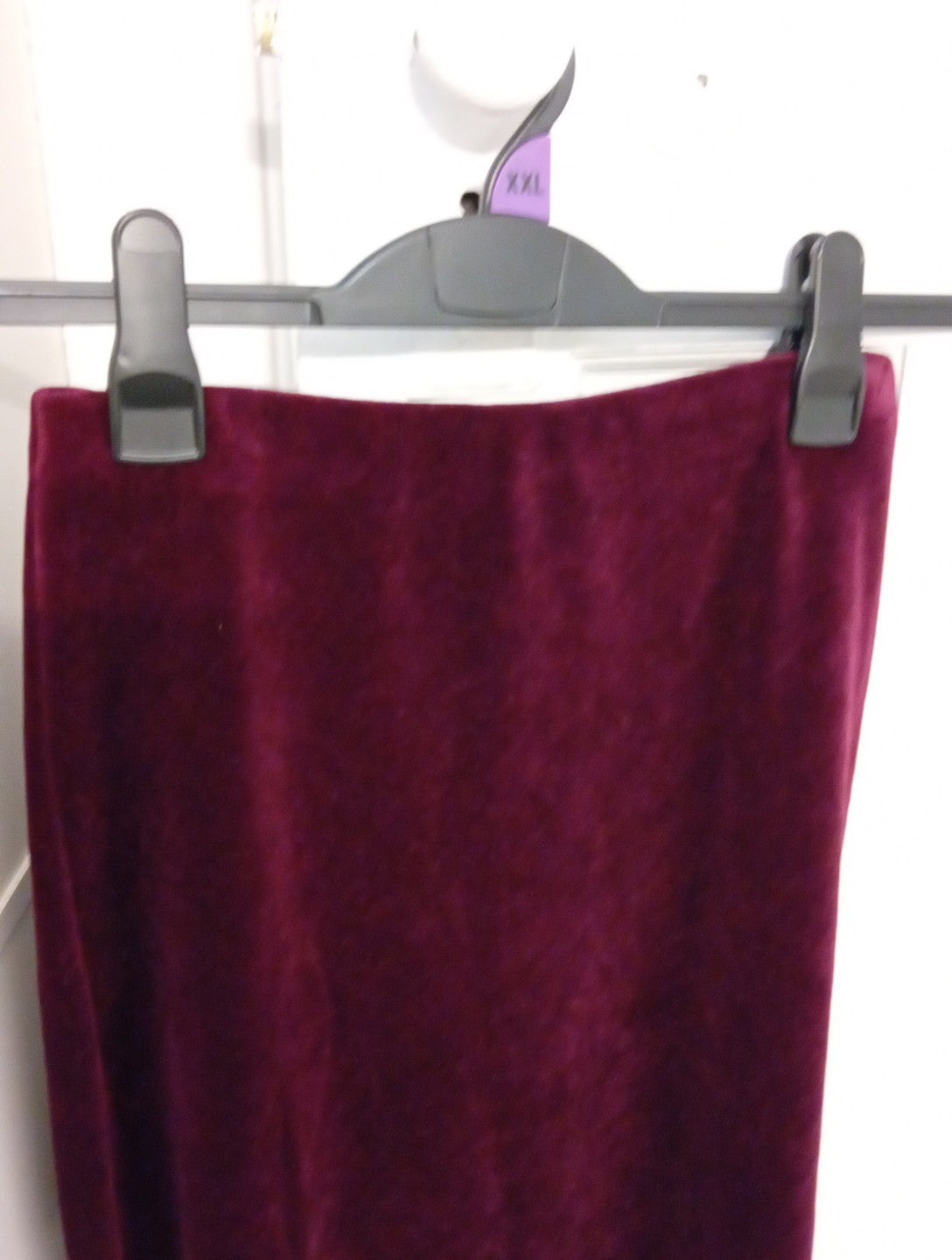 Ladies Burgundy Velvet A-line Long Skirt Adini Size XS