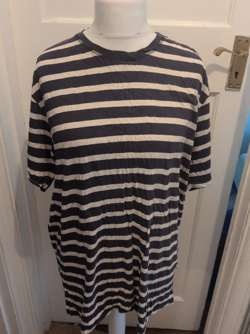 North Coast 2XL Navy Stripe Short Sleeve T-shirt