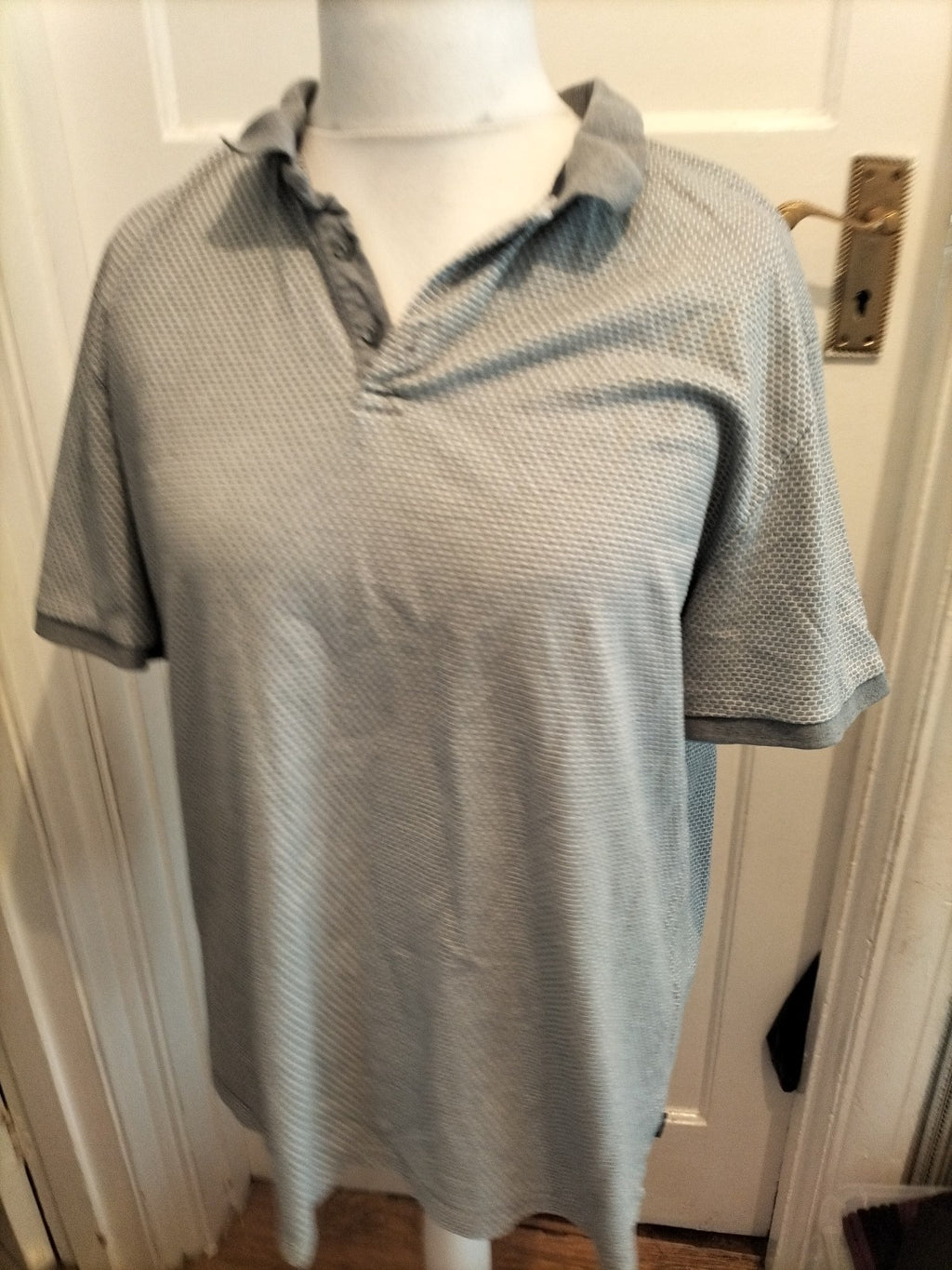 Next 2xl Grey And White Patterned Short Sleeved Shirt